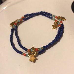 Blue and red star charm choker